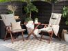 Set de terrasse table et 2 chaises en bois foncé coussins gris beige TOSCANA_781654