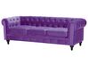 Ensemble canapé et fauteuil en velours violet 4 places CHESTERFIELD_707698