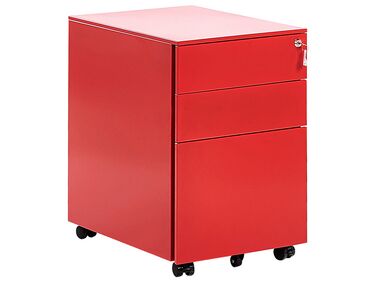 Armário de metal vermelho com 3 gavetas CAMI