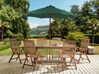 Zestaw ogrodowy drewno akacjowe stół i 6 krzeseł z parasolem zielonym AMANTEA_880719