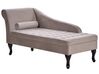 Left Hand Velvet Chaise Lounge with Storage Taupe PESSAC_881744