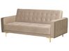 3 Seater Velvet Sofa Bed Sand Beige ABERDEEN_740096