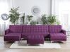 5 Seater U-Shaped Modular Fabric Sofa with Ottoman Purple ABERDEEN_737081
