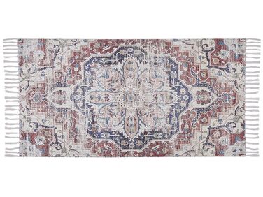Teppich Blumenmuster mehrfarbig mit Fransen 80 x 150 cm Kurzflor KELKIT
