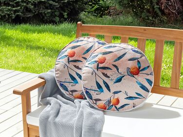 Set of 2 Outdoor Cushions Leaf Motif ⌀ 40 cm Multicolour PIALPETTA