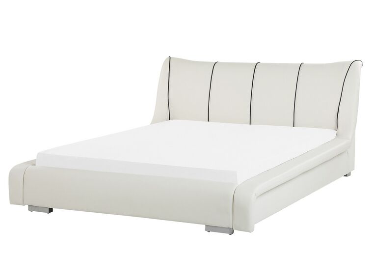 Łóżko wodne skórzane 160 x 200 cm białe NANTES_103553
