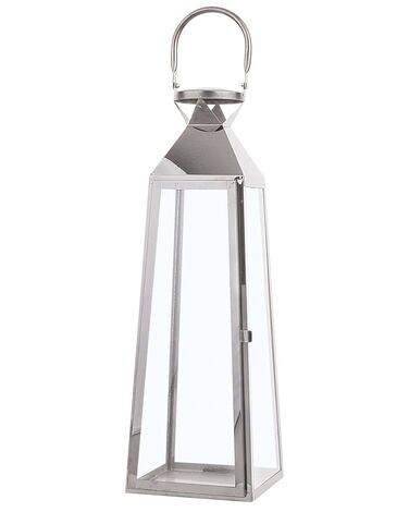 Steel Candle Lantern 53 cm Silver CRETE