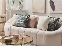 Sininen koristetyynysetti kultaisella kuviolla 2 kpl 45 x 45 cm GARDENIA Sininen koristetyynysetti kultaisella kuviolla 2 kpl 45 x 45 cm GARDENIA