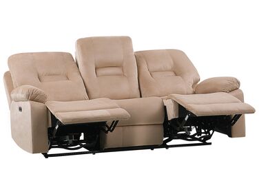 3-pers. sofa m/elektrisk recliner beige velour BERGEN