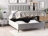 Conjunto de dormitorio de terciopelo gris claro/negro 160 x 200 cm SEZANNE_795638