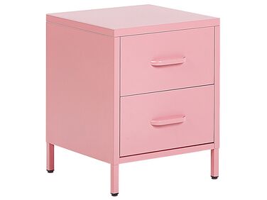 2 Drawer Steel Bedside Table Pink MALAVI