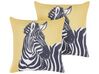 Set of 2 Decorative Cushions Zebra Motif 45 x 45 cm Yellow MANKETTI_854473