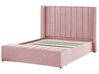 Bed met opbergbank fluweel roze 140 x 200 cm NOYERS_834494