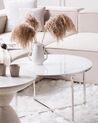 Sohvapöytä ruostumaton teräs marmorikuvio valkoinen/hopea QUINCY_883770