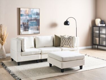 3-seters modulær sofa med puff stoff Hvit UNSTAD