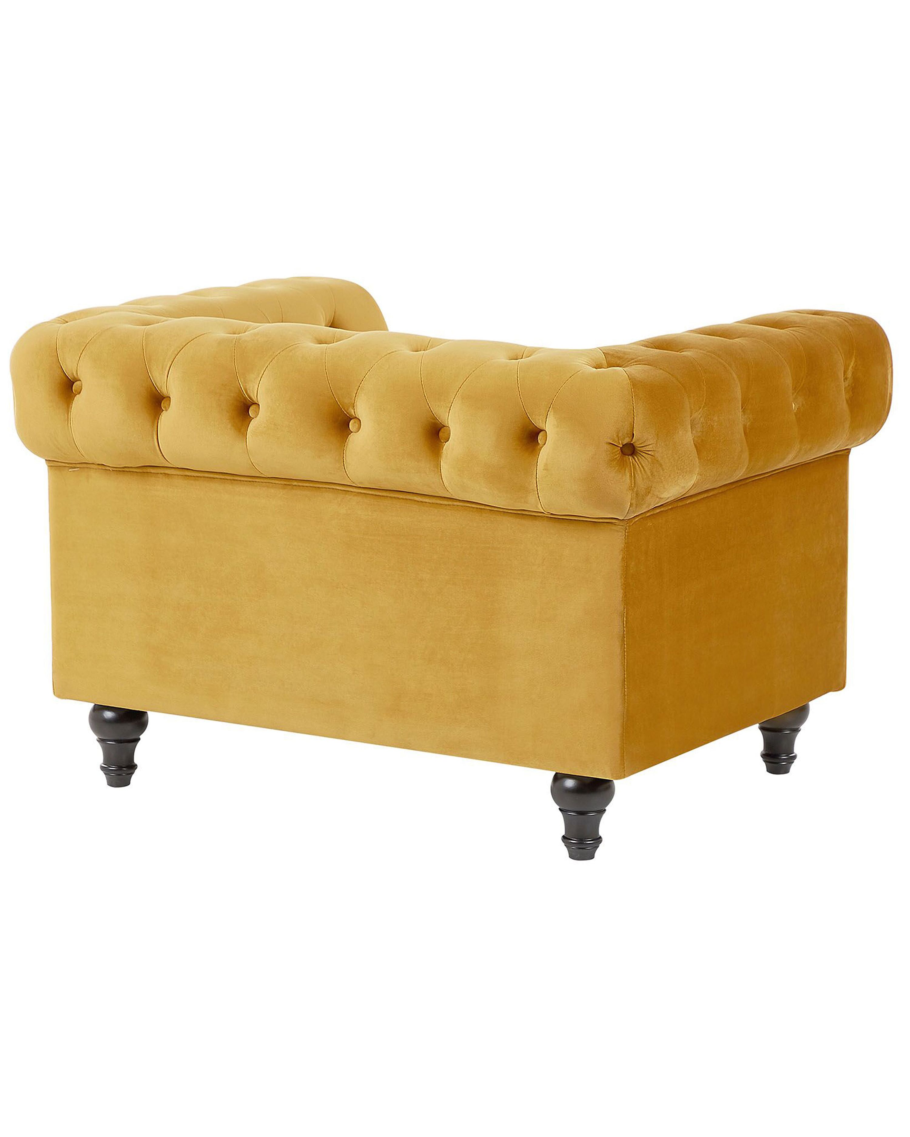 Fotel welurowy żółty CHESTERFIELD