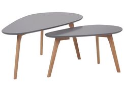 Sohvapöytäsetti harmaa/vaalea puu 2 kpl FLY III Sohvapöytäsetti harmaa/vaalea puu 2 kpl FLY III
