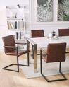 Set of 2 Faux Leather Dining Chairs Brown BUFORD_790086