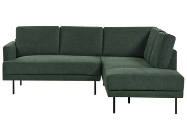 Canapé d'angle 4 places côté gauche en tissu vert foncé BREDA