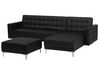 Left Hand Faux Leather Corner Sofa with Ottoman Black ABERDEEN_715631