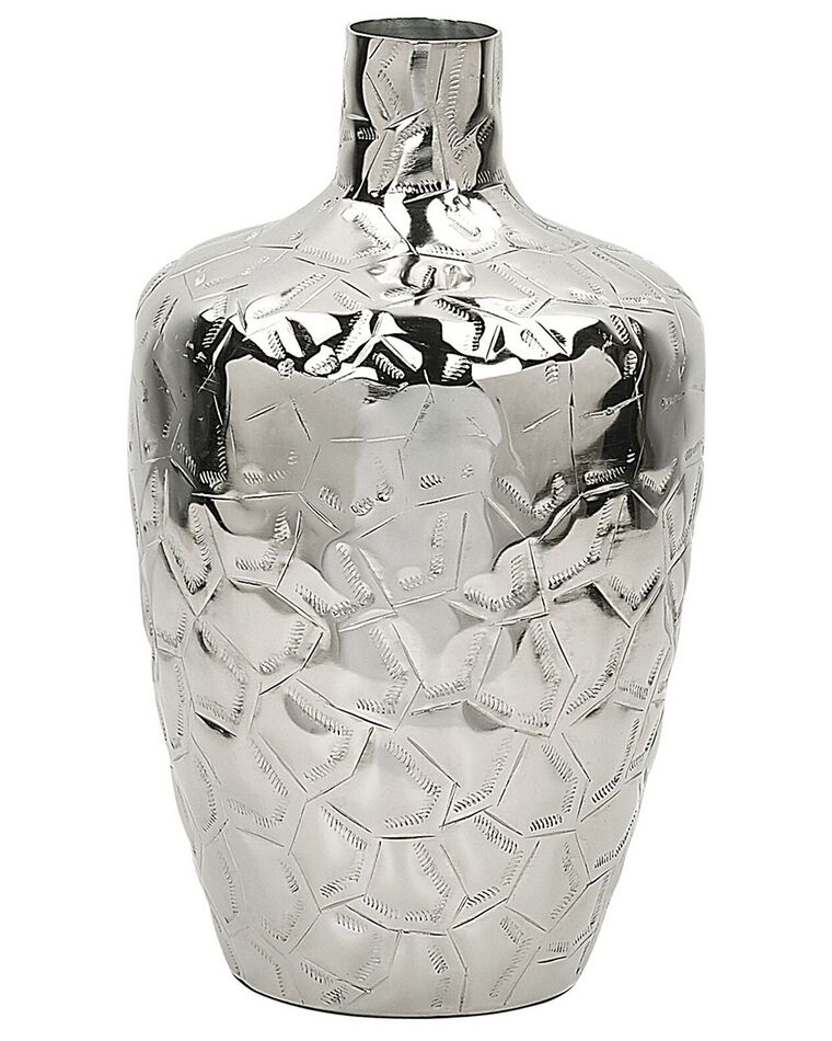 Vaso decorativo em alumínio prateado 33 cm INSHAS_765785
