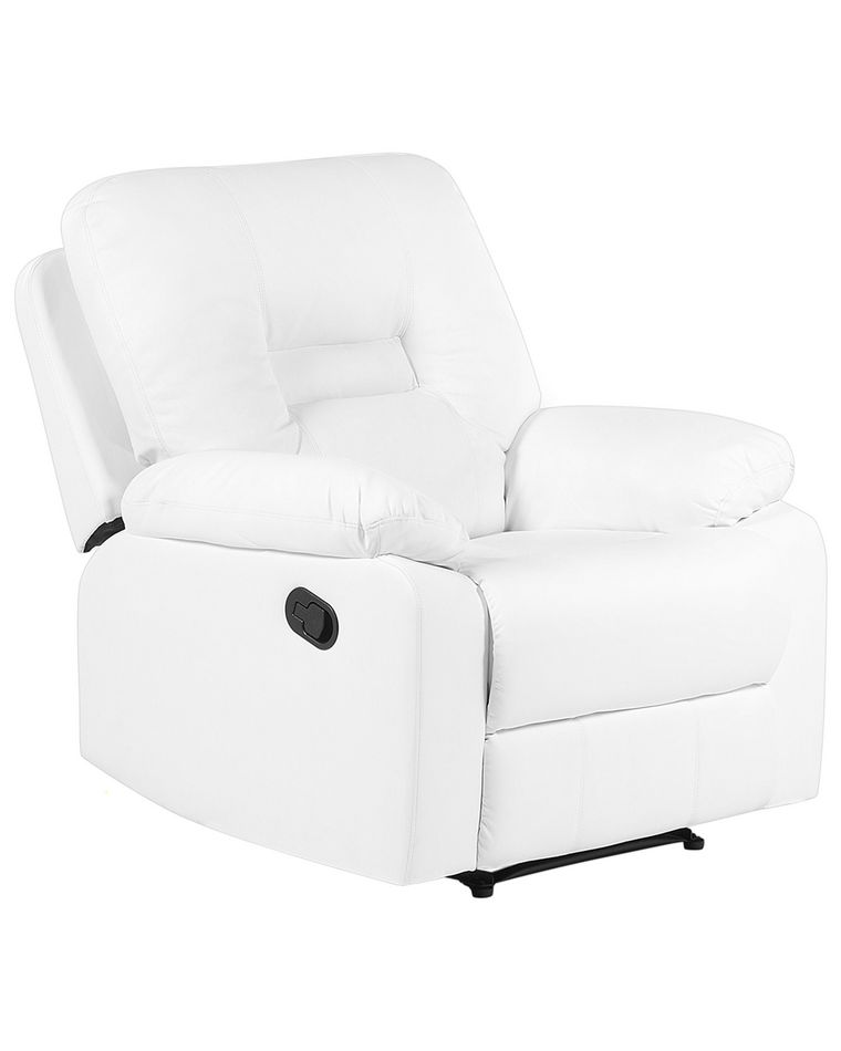 Faux Leather Manual Recliner Chair White BERGEN Beliani.co.uk
