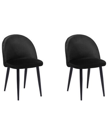 Conjunto de 2 sillas de comedor de terciopelo negro VISALIA