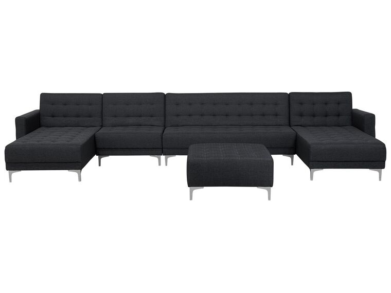 6 Seater U-Shaped Modular Fabric Sofa with Ottoman Graphite Grey ABERDEEN_715074