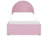 Cama de solteiro com arrumação em veludo rosa 90 x 200 cm ANET_860720