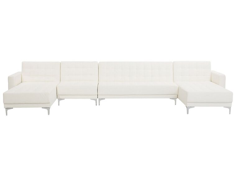 6 Seater U-Shaped Modular Faux Leather Sofa White ABERDEEN_740016