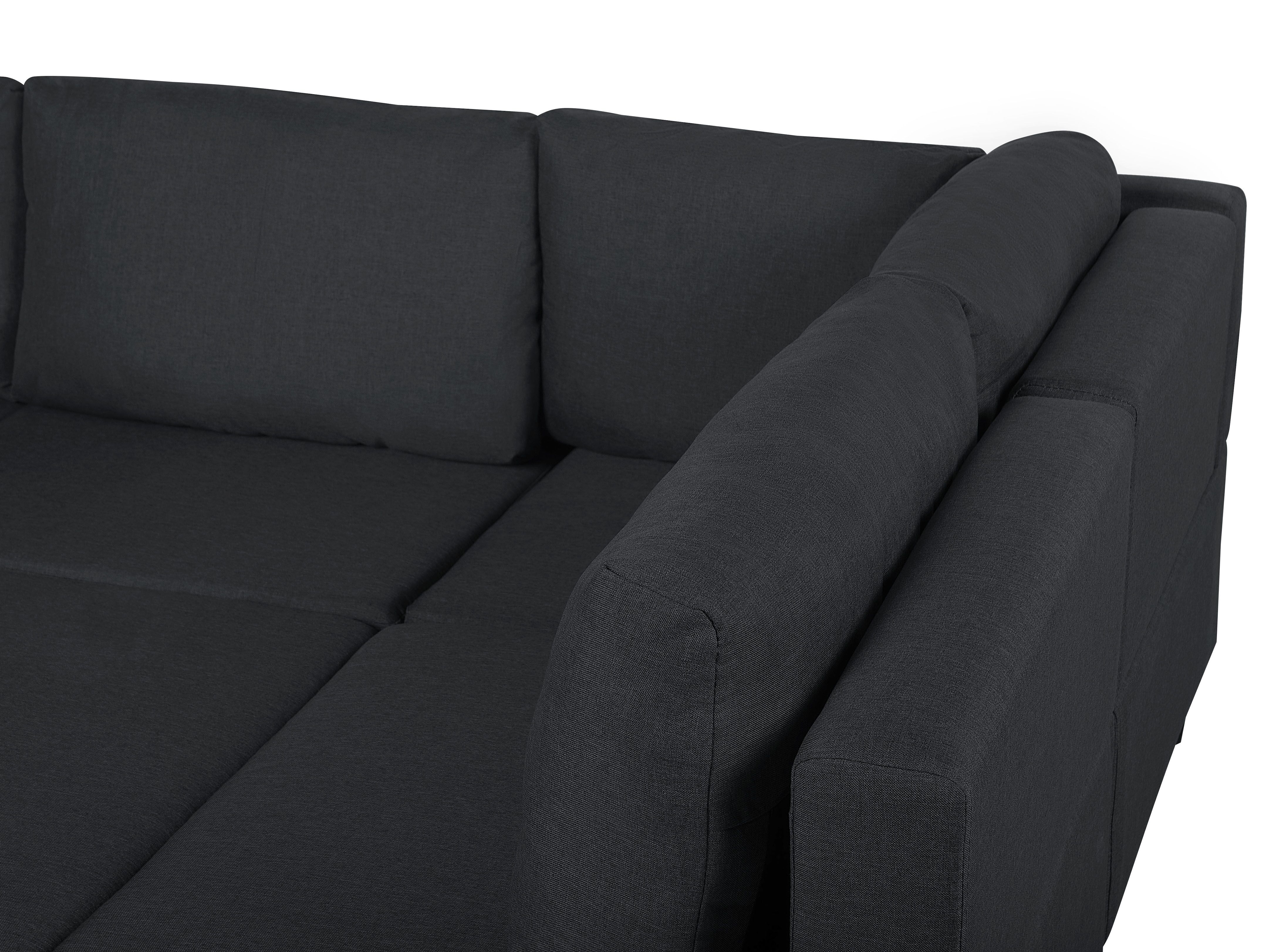 6 Seater UShaped Modular Fabric Sofa with Ottoman Dark Grey FEVIK