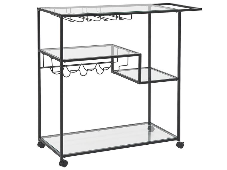 Metal Drinks Trolley with Glass Top Black MARCOLA_821265