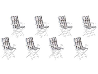 Set de 8 coussins en tissu bleu et beige pour chaises de jardin MAUI