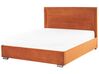 Zamatová posteľ s úložným priestorom 180 x 200 cm oranžová ROUEN_819180