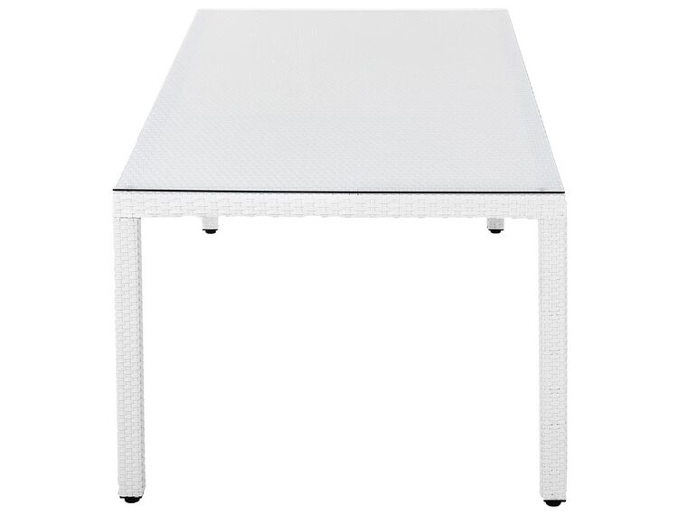 PE Rattan Garden Dining Table 220 x 100 cm White ITALY Beliani.co.uk