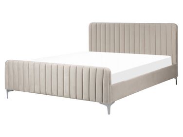 Sametová čalouněná postel s roštem 160 x 200 cm šedá LUNAN