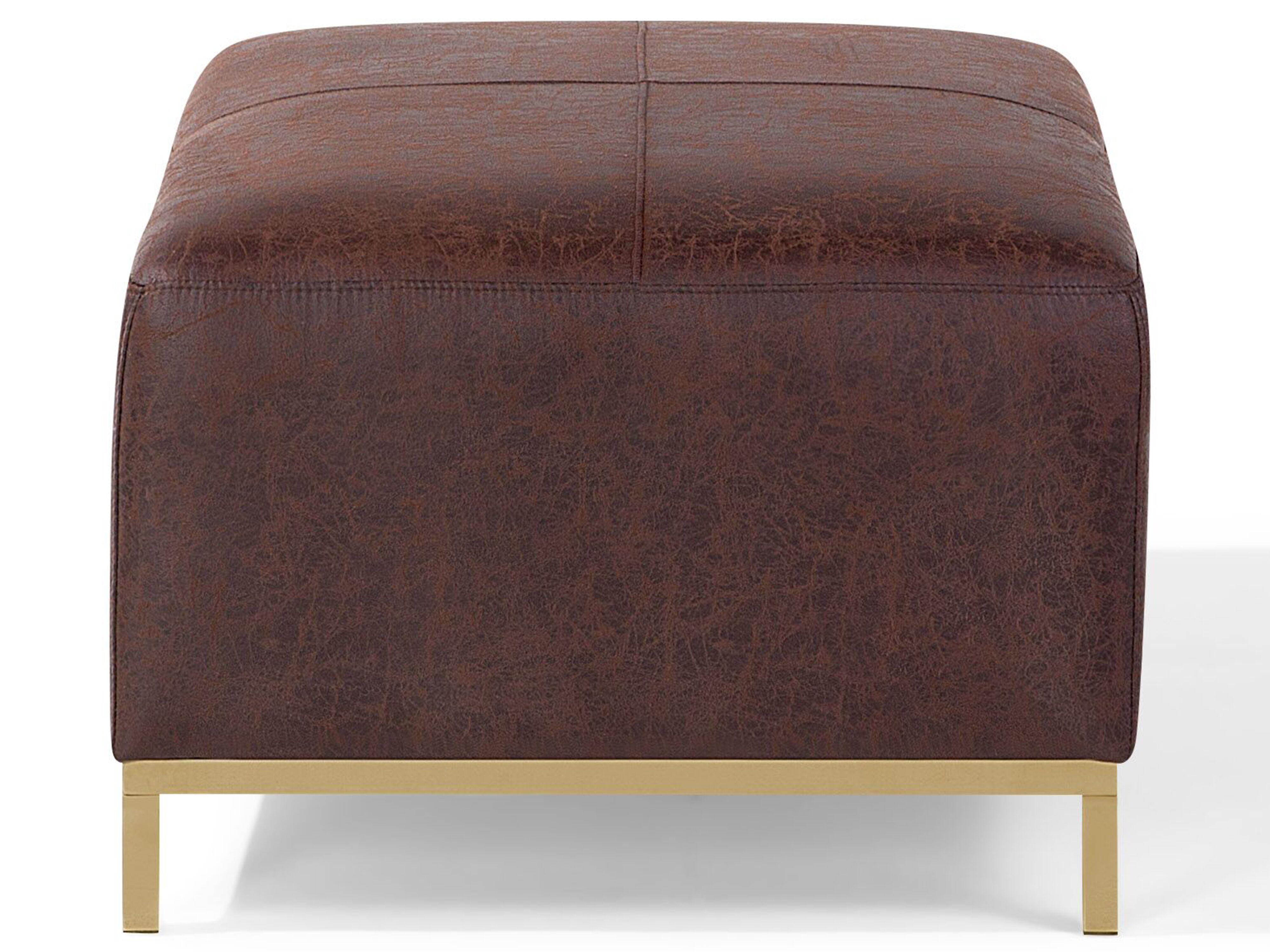 Ottomane Lederoptik braun goldenes Gestell OSLO | Beliani.de