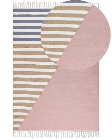 Alfombra de lana rosa/blanco/beige/azul 160 x 230 cm ENGIZ