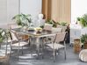 Conjunto de mesa com tampo granito polido preto 180 x 90 cm e 6 cadeiras creme GROSSETO_430502