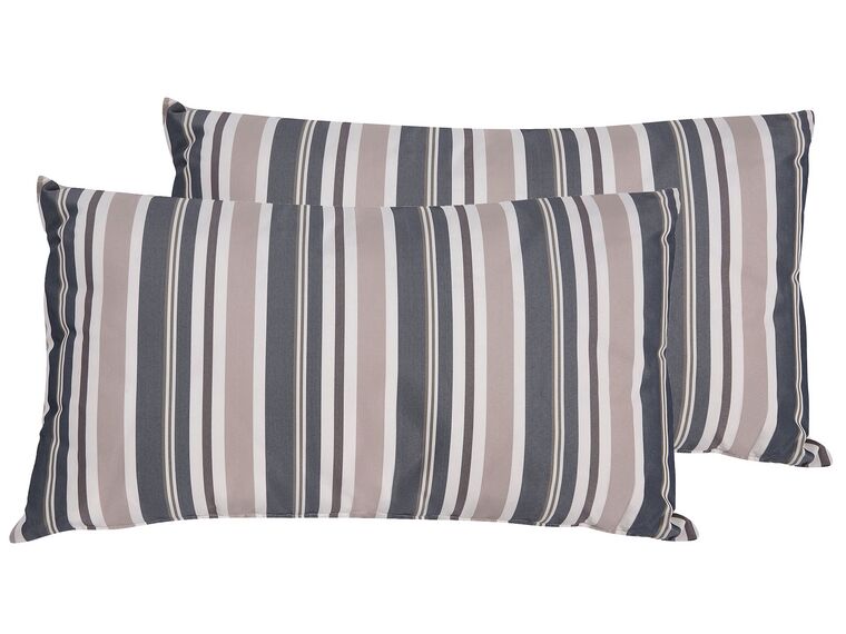 Set of 2 Outdoor Cushions 40 x 70 cm Blue and Beige KASTOS_783417