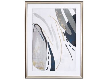 Abstract Framed Wall Art 60 x 80 cm Grey HIDMO