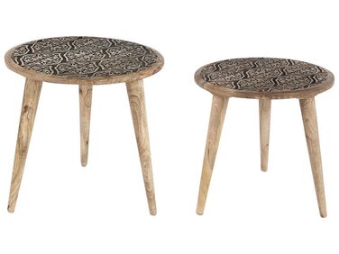 Conjunto de 2 mesas de apoio em madeira clara de mango SHARMA