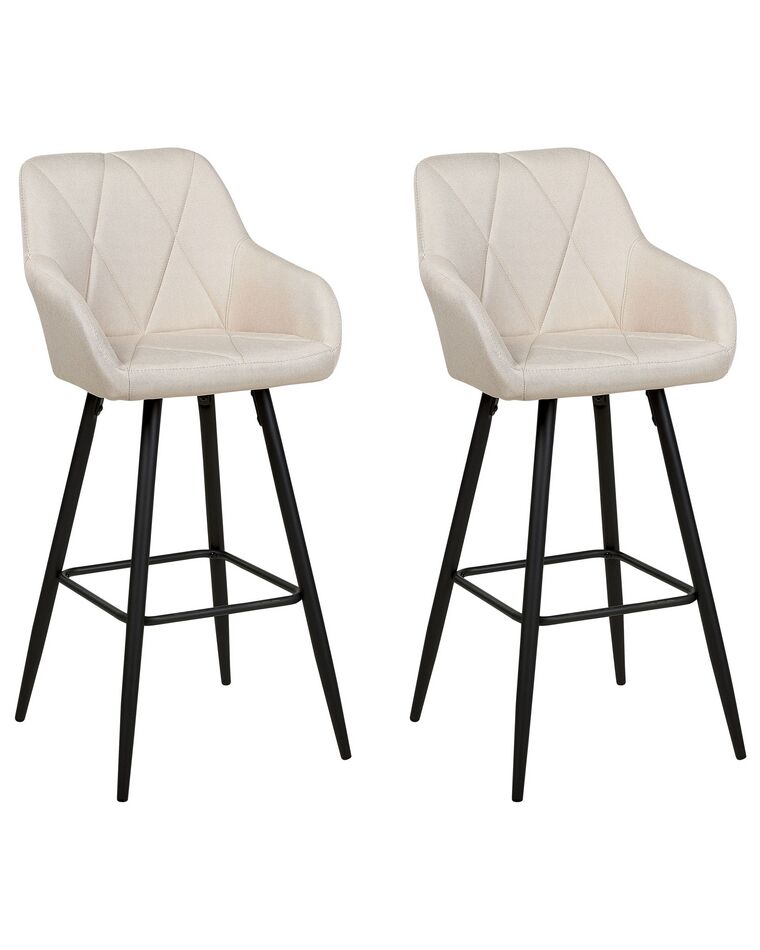 Set of 2 Fabric Bar Chairs Light Beige DARIEN _877586