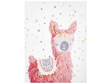 Llama Canvas Wall Art 60 x 80 cm Pink and White AFASSA