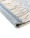 Teppich Wolle blau / weiß 160 x 230 cm Fransen Kurzflor ORHANELI_856518