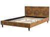 Faux Leather EU Double Size Bed Brown FITOU_875875