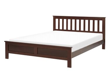 Łóżko drewniane 140 x 200 cm ciemne drewno MAYENNE