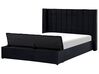 Zamatová vodná posteľ s úložným priestorom 160 x 200 cm čierna NOYERS_915167