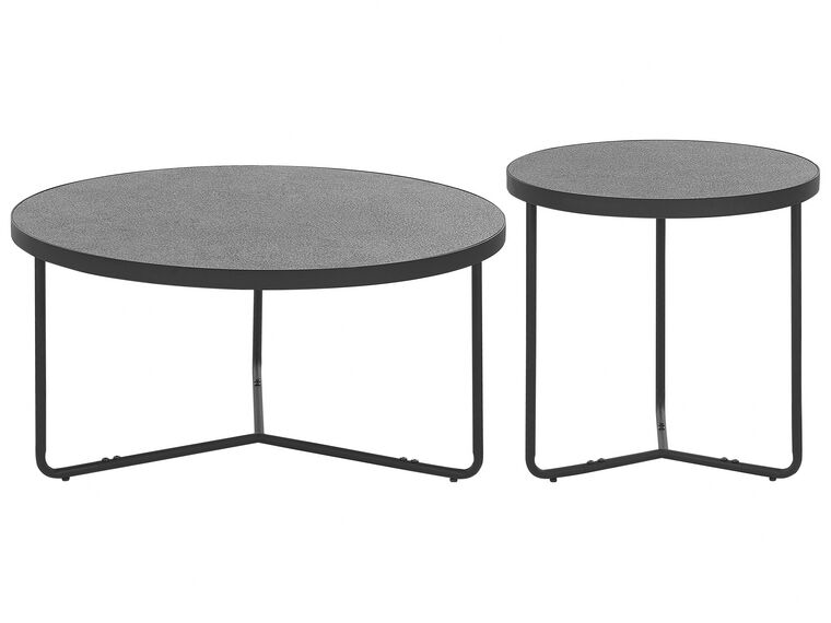 Set of 2 Coffee Tables Concrete Effect with Black MELODY Big and Medium_822559