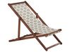 Set of 2 Acacia Folding Deck Chairs and 2 Replacement Fabrics Dark Wood with Off-White / Beige Pattern ANZIO_819781